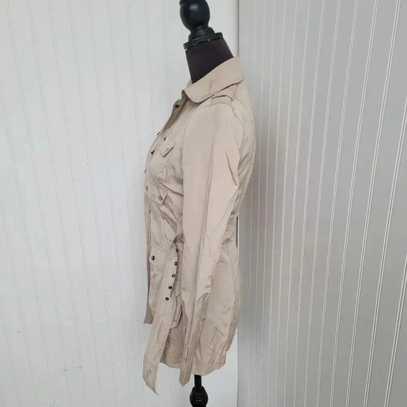 Zara Women Utility Jacket Pockets Belted Pockets Beige Jacket Coat Sz XS - Picture 11 of 16